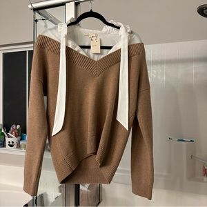 NWT Maje bowtie front sweater ruffle details